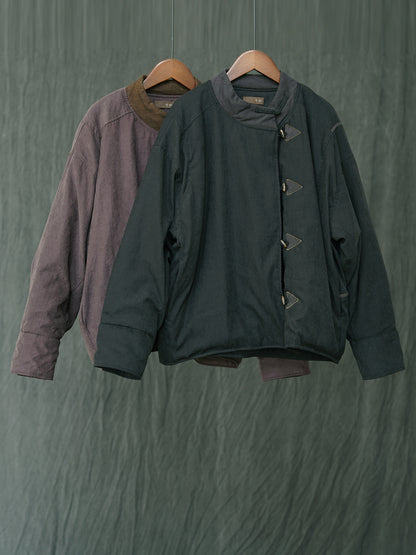 ２色展開◇軽量  暖か ドロップショルダー スタンドカラー 中綿ジャケット◇