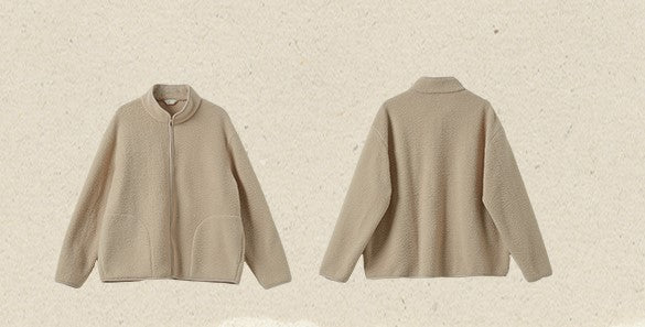 3色展開✩ゆったりシルエット✩ドロップショルダーフリース ジャケット△S/Mサイズ