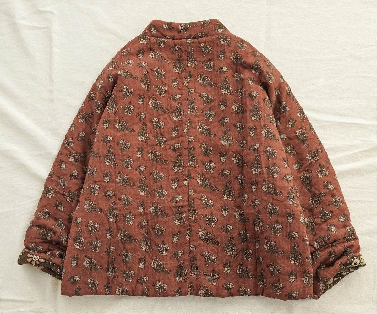 ２色展開◇軽量  暖か コットン オリエンタルデザイン ドロップショルダー 中綿ジャケット◇