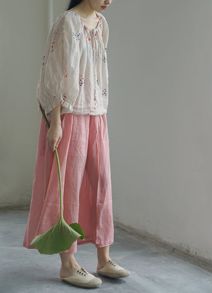 △薄手生地で夏場にピッタリ▽ラミー 8分丈ブラウス シャツ△