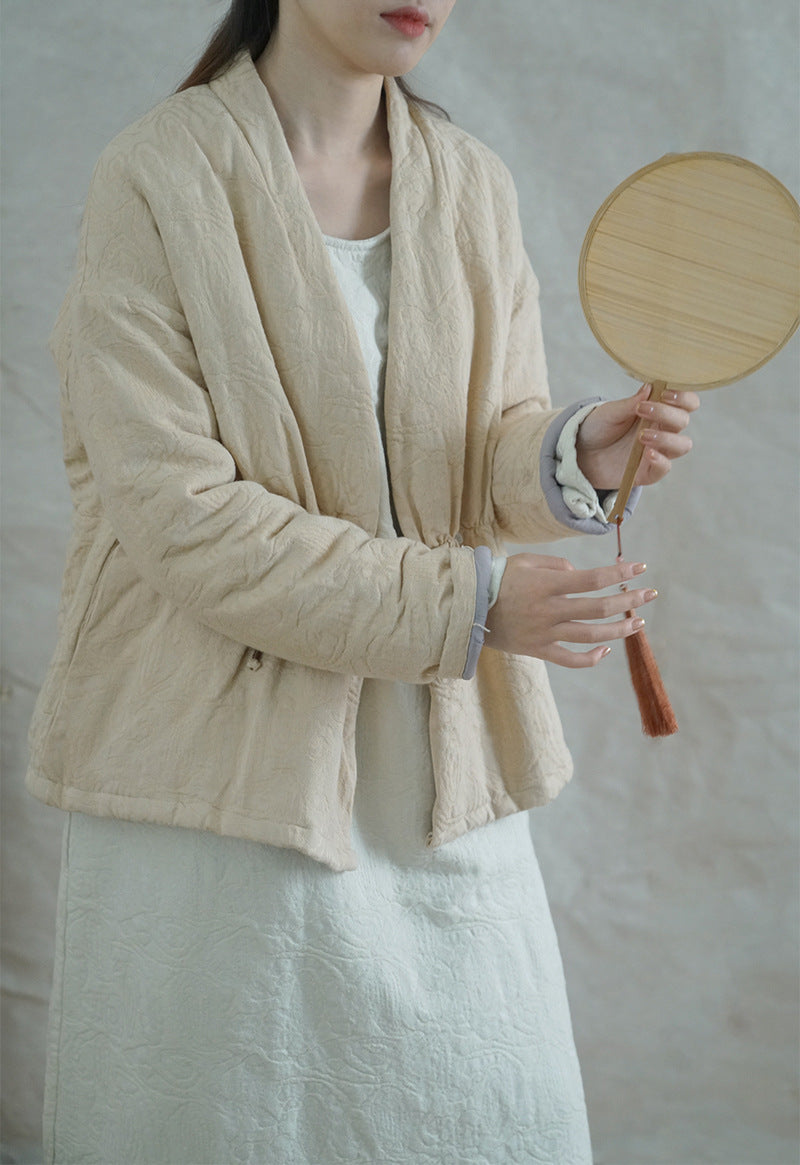 ◇ジャガードコットン中綿ノーカラージャケット◇