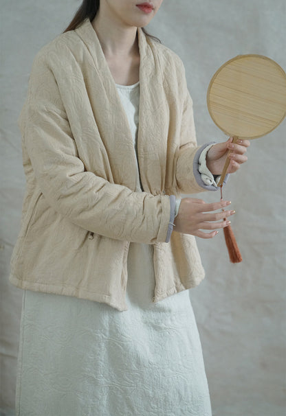 ◇ジャガードコットン中綿ノーカラージャケット◇