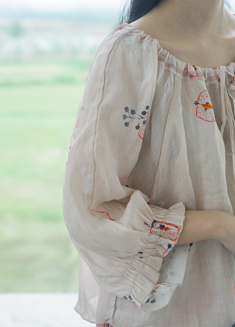 △薄手生地で夏場にピッタリ▽ラミー 8分丈ブラウス シャツ△