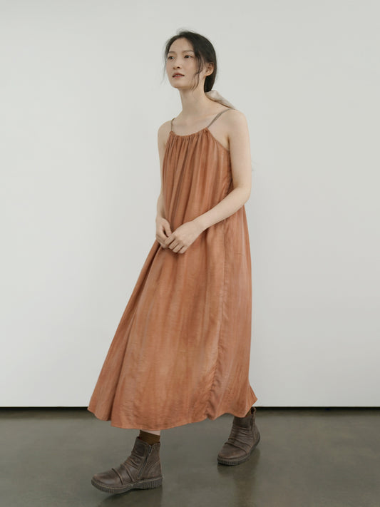 3色展開◇ゆったりコクーンシルエット バルーンネックキャミ ワンピース◇