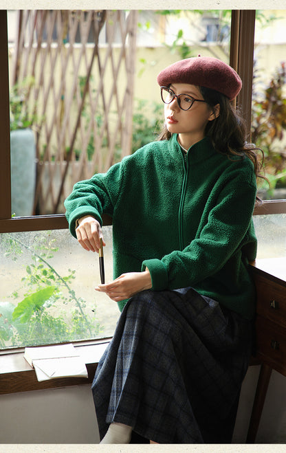 3色展開✩ゆったりシルエット✩ドロップショルダーフリース ジャケット△S/Mサイズ