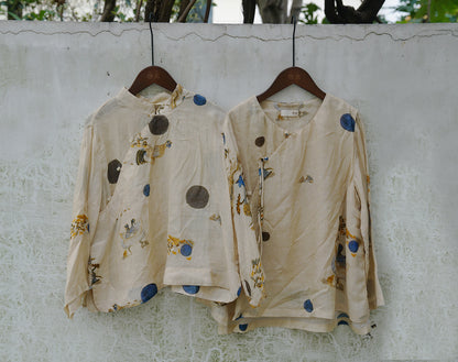 １点のみスペシャルSALE✩◇水彩プリントが美しい ラミーブラウス ◇