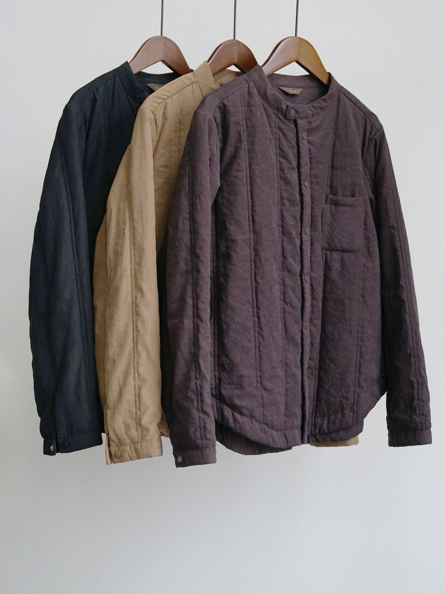 6色展開★中綿バンドカラーシャツ★