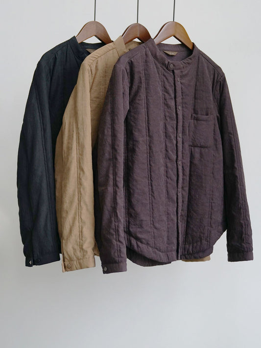 6色展開★中綿バンドカラーシャツ★