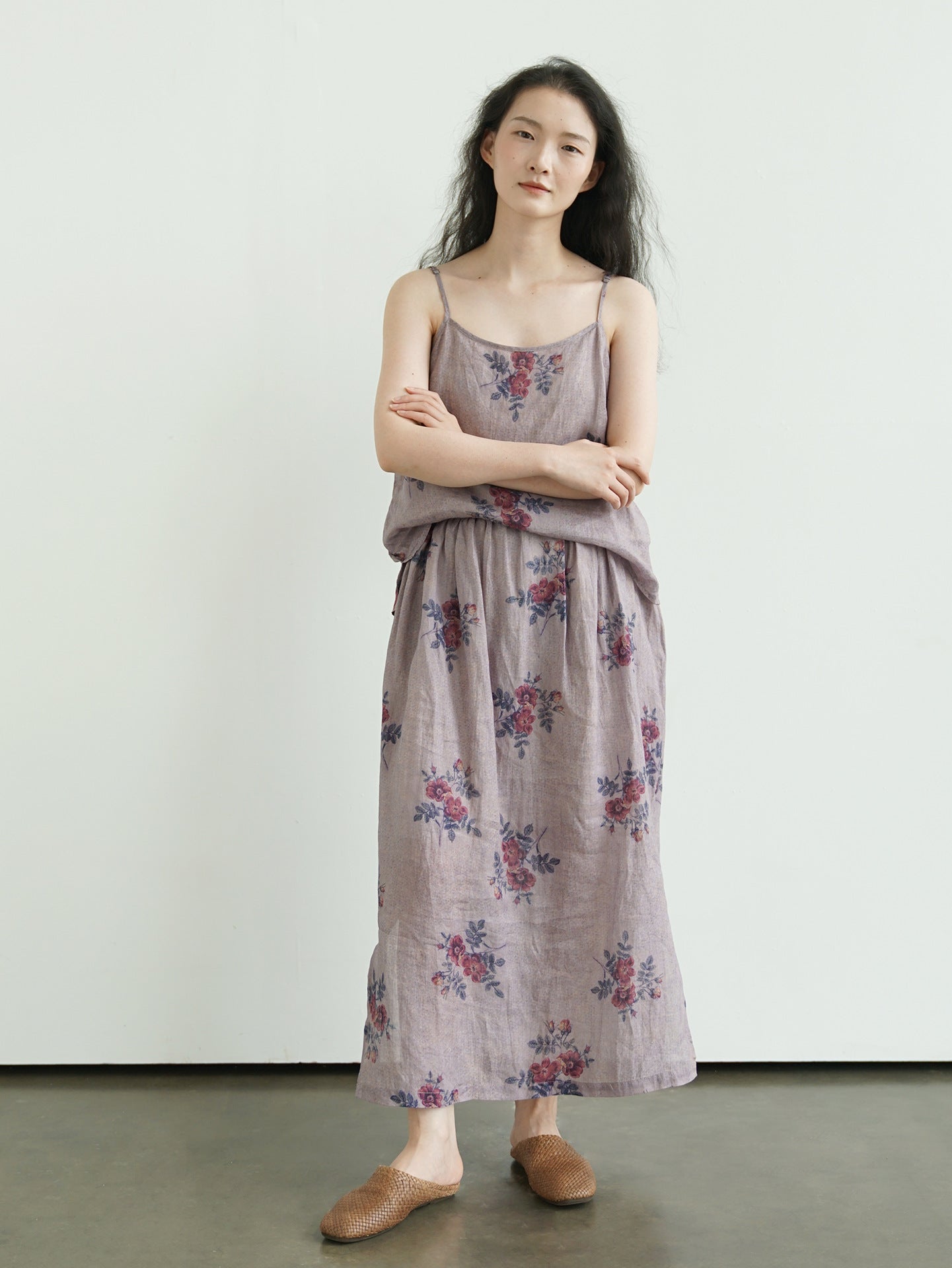 4色展開◇鮮やかなフラワープリントが美しい◇風通し良く夏にピッタリ◇ラミーAラインスカート◇