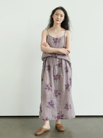 4色展開◇鮮やかなフラワープリントが美しい◇風通し良く夏にピッタリ◇ラミーAラインスカート◇