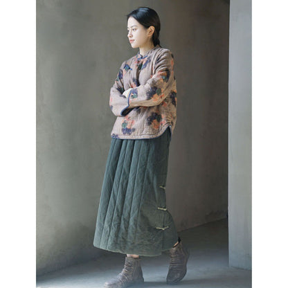 3色展開◇美しいオリエンタルプリント コットン中綿入りで保温性もある◇総柄ジャケット◇
