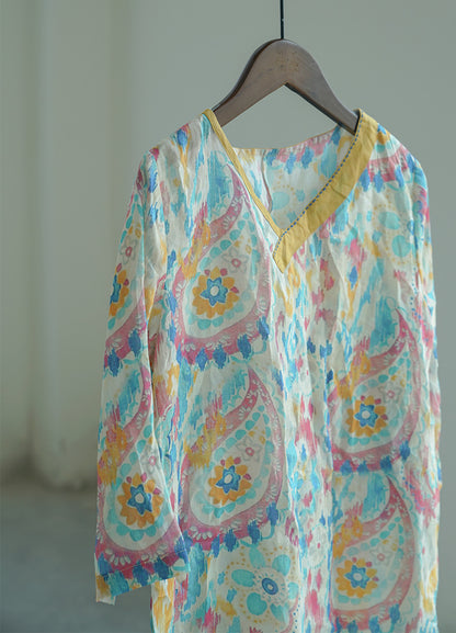 ◆ハンドステッチがポイントに◆薄手生地で夏場にピッタリ◆ラミー 7分丈膝丈ワンピース◆