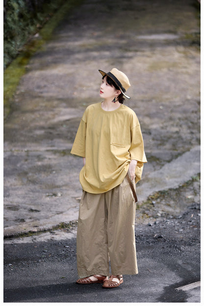 ◇コットン  サスペンダー付きフルレングスワイド イージーパンツ◇S/M/L