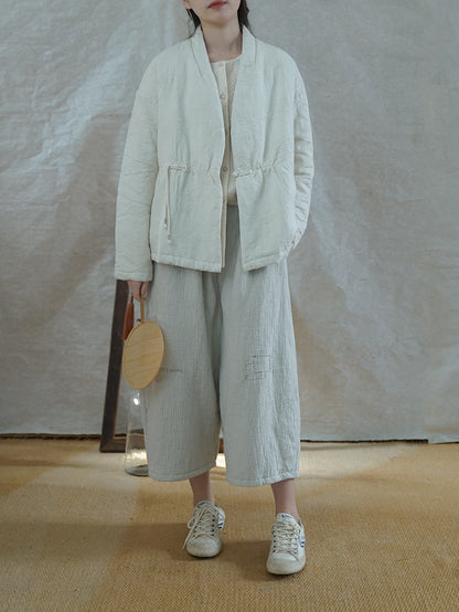 ◇ジャガードコットン中綿ノーカラージャケット◇