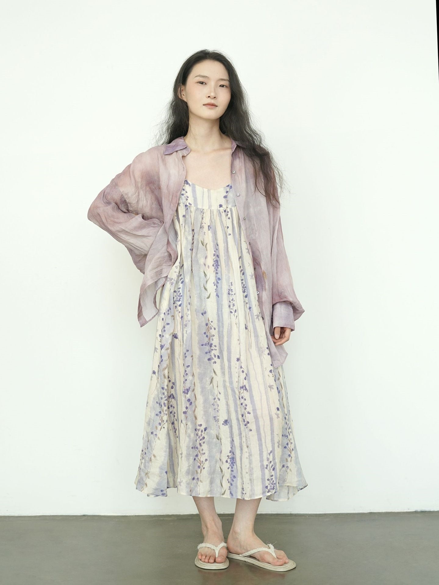 ◇水彩プリントラミー ギャザーキャミソールワンピース◇
