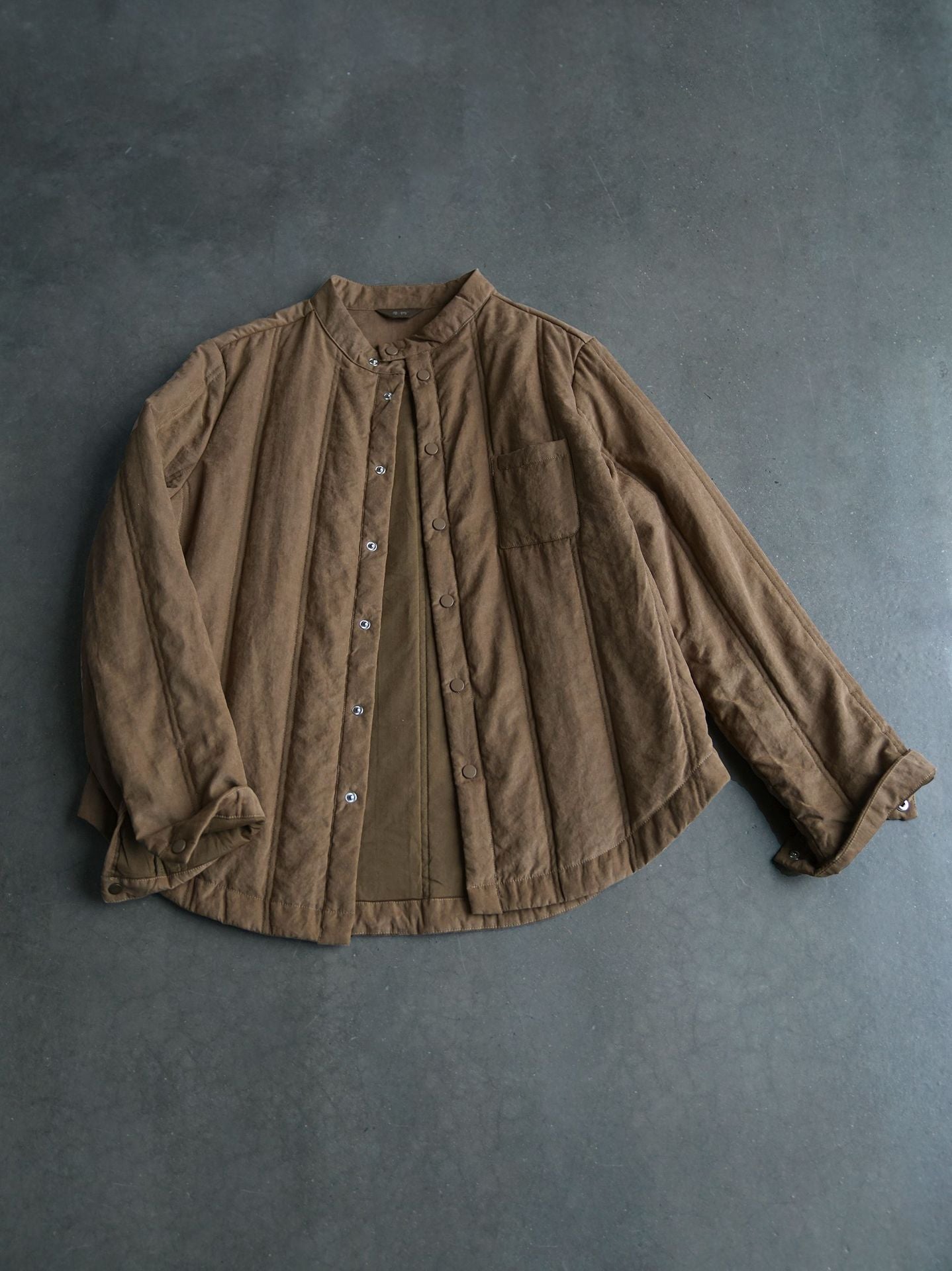 6色展開★中綿バンドカラーシャツ★