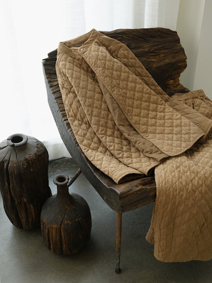 6色展開△中綿バンドカラーシャツ△