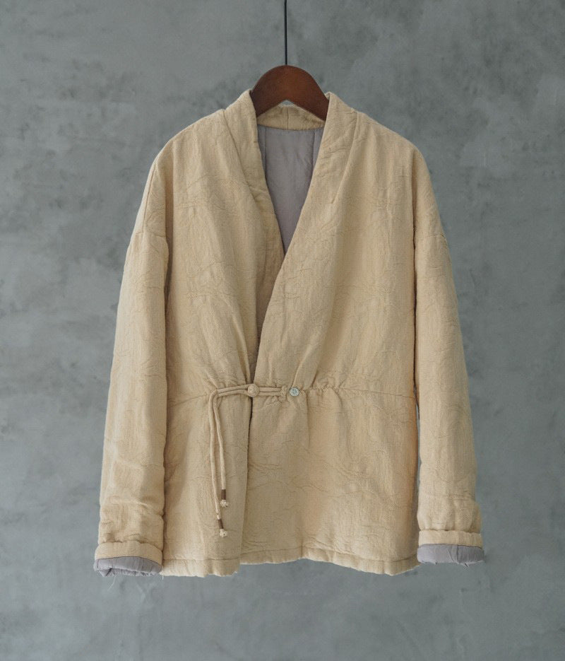 ◇ジャガードコットン中綿ノーカラージャケット◇