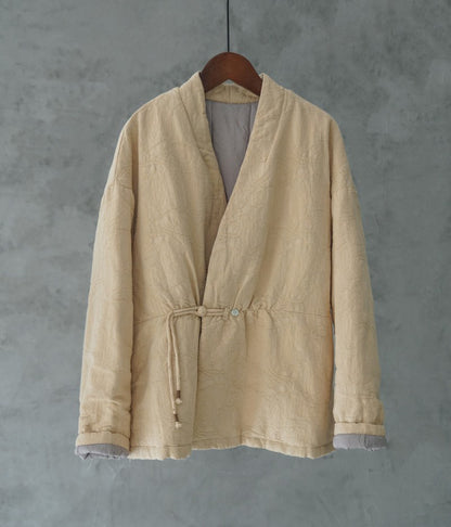 ◇ジャガードコットン中綿ノーカラージャケット◇