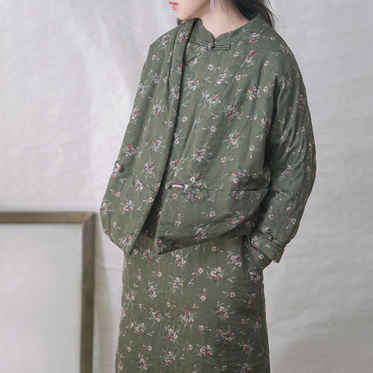 2色展開△小花柄 オリエンタルデザイン 中綿 ジャケット◇
