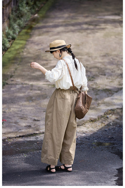 ◇コットン  サスペンダー付きフルレングスワイド イージーパンツ◇S/M/L