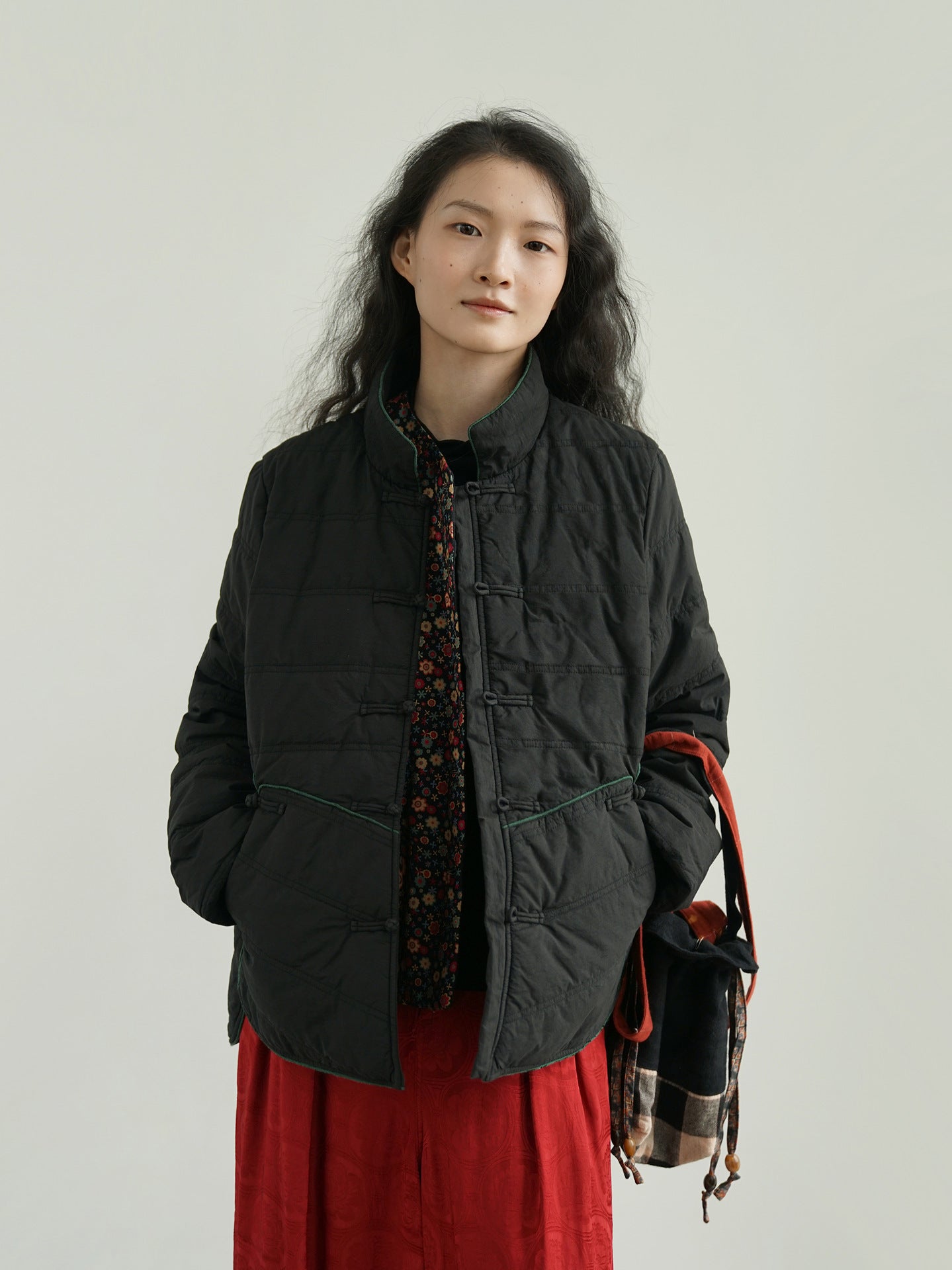 ２色展開◇軽量  暖か コットン スタンドカラー 中綿ジャケット◇