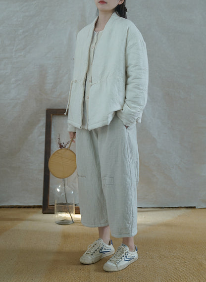 ◇ジャガードコットン中綿ノーカラージャケット◇