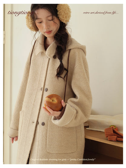 ２色展開◇ダブルフェイスウールで暖かドロップショルダーゆったり ショートコート◇