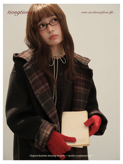 3色展開◇ダブルフェイス カシミア×メリノウールで暖かドロップショルダーゆったり フーディーコート◇